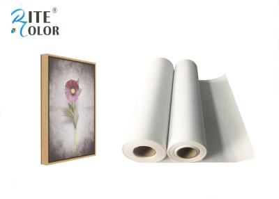 China Medium Textured Polyester Canvas Rolls Matte Bright White 24