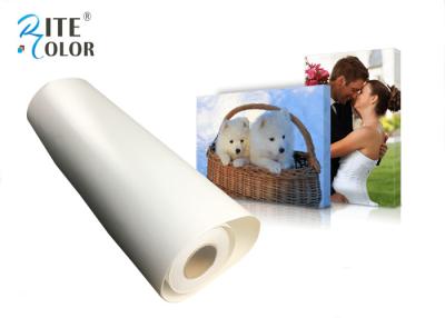 China Fine Art Prints White Cotton Inkjet Eco Solvent Media , 360gsm High Glossy Surface Printable Cotton Canvas Roll for sale
