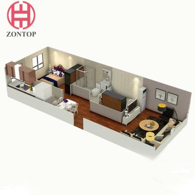 China Zontop Low Cheap Modern 3 Bedroom Prefab Modular Small Home Containers Casas House Prefabricated Modular House for sale