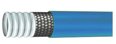 China Convoluted PTFE Flexible Hose SS Braided With Blue EPDM Rubber Cover for sale