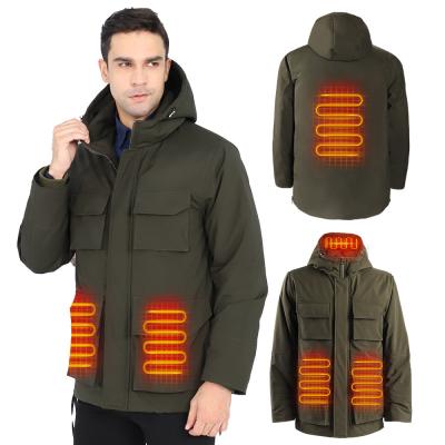 China Wholesale Rechargeable 4 Zones Heating Winter Waterproof Men's Warming Heated Down Jacket for sale