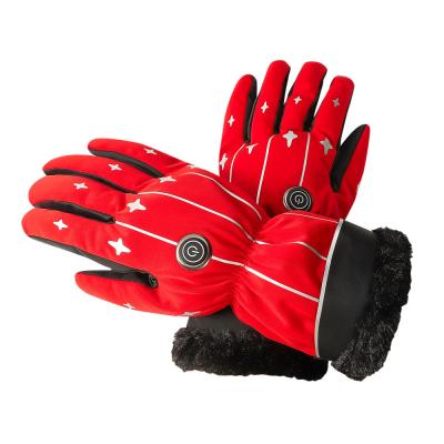 China Winter Outdoor Riding 4000mAh Battery Heated Winter Gloves Red Heated Mittens Womens for sale