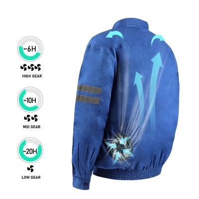 Китай Куртка велосипеда OEM голубая с кондиционером с охлаждающим вентилятором для конструкции работы продается