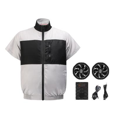 China Light Gray Black Cooling Fan Vest S/M/L/XL/XXL/XXXL Optinal With 6700mAh Battery for sale