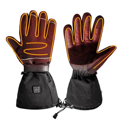 China Thick Rechargeable Li-ion Battery Heated Winter Gloves 7.4V Battery Powered Ski Gloves with 3 Temperature Gears for sale