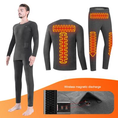 China Winter Electric Heated Underwear Set Fleece Thermal Tops Pants Ski Heating Body Suit for sale