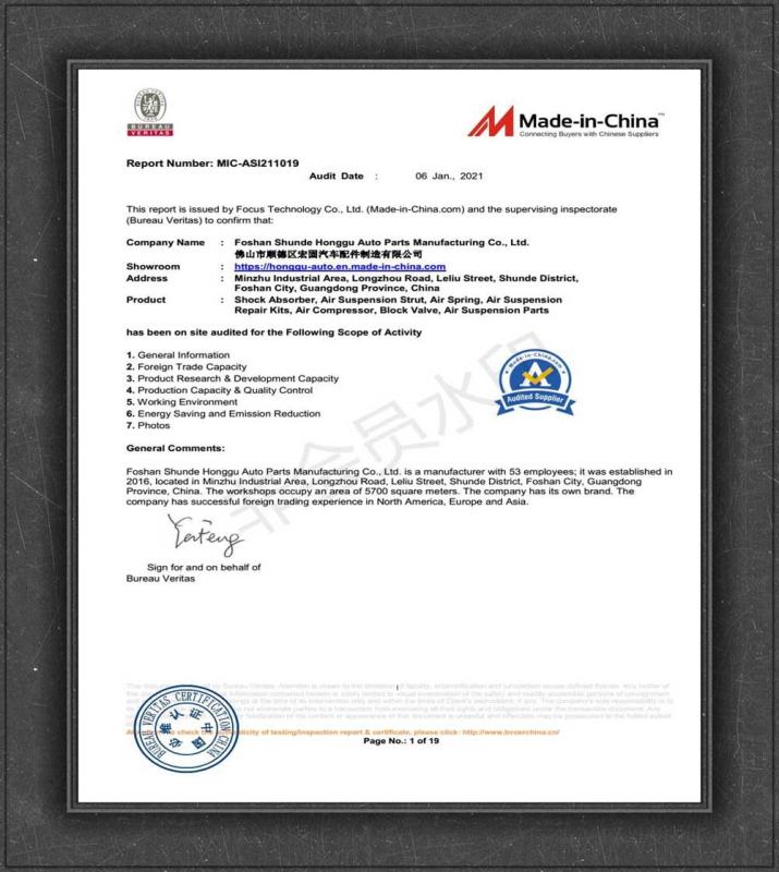 Bureau Veritas, Certification Division - Foshan Shunde Honggu Auto Parts Manufacturing Co., Ltd.