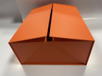 China Orange Collapsible Paper Box CMYK Rectangular Cardboard Box With Lid for sale