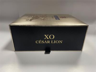 China Embossed Logo Red Wine Box Satin Lining Cardboard Boxes For Wine Bottles for sale