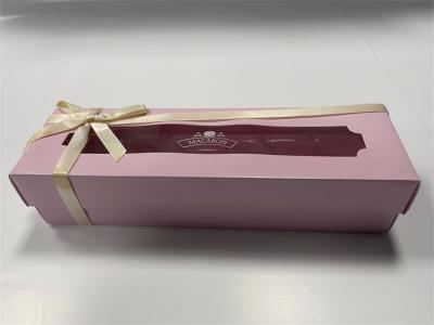China Magnetic 6 Macaron Box Pink Luxury Macaron Packaging Floral Design for sale