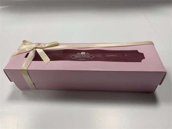 Quality Magnetic 6 Macaron Box Pink Luxury Macaron Packaging Floral Design for sale