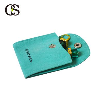 China Azul de la bolsa de la joyería del terciopelo de la pulsera del pendiente modificado para requisitos particulares con el botón en venta
