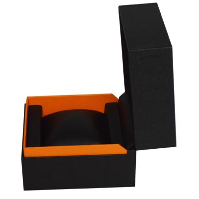 China Square Black Leather Watch Case / Watch Box Gift Packaging handmade CMYK for sale