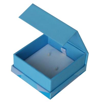 China Blue Recycled Paper Gift Box Ring Pendant Earring Printed Jewelry Box for sale