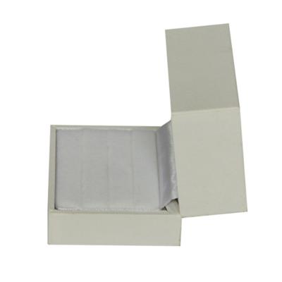 China Sqaure Plastic Paper Jewelry Gift Box Flap Oen White Wedding Ring Box PMS Printing for sale