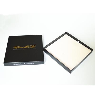 China Square Recycled Paper Gift Box Black Leatherette Necklace Box for sale
