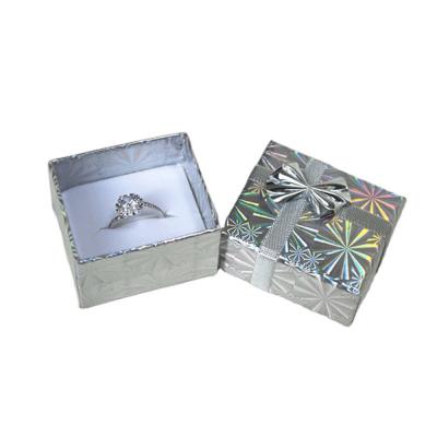 China Ribbon Bow Paper Gift Packaging Box Foam Insert Ring Jewelry Box for sale
