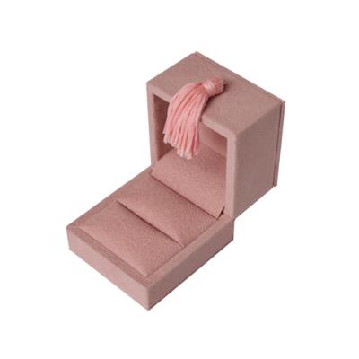 China Mini Pink Velvet Jewelry Gift Boxes Packaging Open Flap Ring Insert for sale