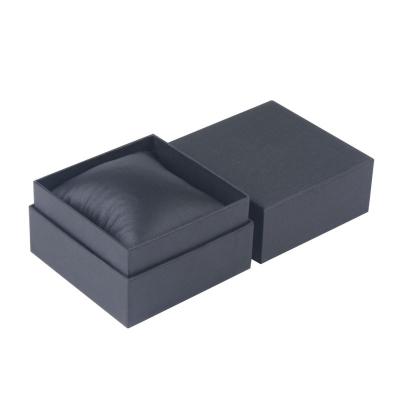 China Recycled Black Paper Watch Box 95*95*75mm Single Watch Gift Box Leather Pillow for sale