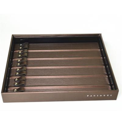 China PU Leather Custom Bracelet Display Tray Brown MDF Necklace Display Tray for sale