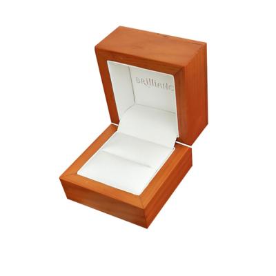 China Orange Earring MDF Wooden Jewelry Gift Box White Leather Insert for sale
