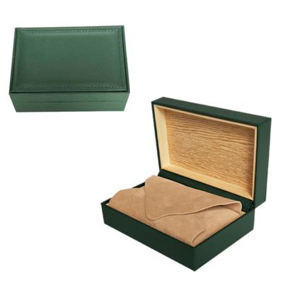 China Green Leather Travel Custom Watch Display Case Handmade Velvet Insert for sale