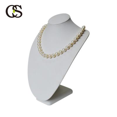 China White Jewelry Leather Necklace Bust Display Stand MDF 25cm Height for sale