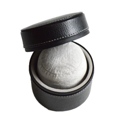 China PU Custom Leather Watch Box Round Single Leather Watch Case With Black Zipper for sale