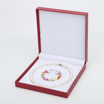 China High-End Custom Red Pearl Necklace Gift Box Multifunctional PU Leather Jewelry Storage Box for sale