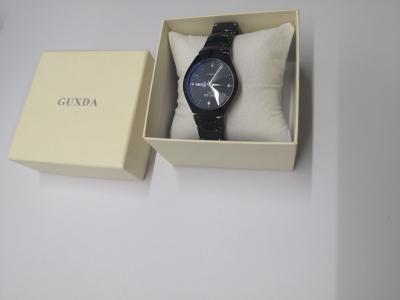 China Beige Cardboard Watch Boxes Custom Logo 10*10cm Single Watch Gift Box for sale
