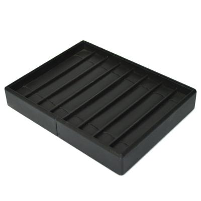 China MDF Wood Black Leather Jewelry Tray Storage Organizer 25x23cm for sale