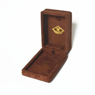China Brown Suede Jewelry Box Personalized MDF Wooden Necklace Jewelry Box for sale