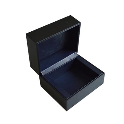 China Black Leather Personalised Watch Boxes MDF Wood Open Flap CMYK Printing for sale