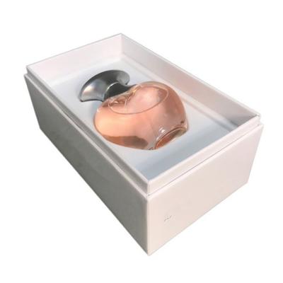 China Glossy White Paper Gift Packaging Box EVA Velvet Lining Perfume Packaging Boxes for sale