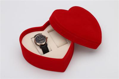 China Red Velvet Watch Box Heart Shape Gift Packaging Double Watches Case Custom Logo for sale