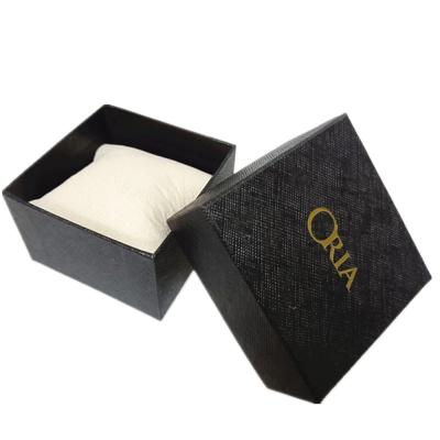 China Black Leather Paper Sqaure 2 Pieces Watch Gift Box Foil Stamping Logo for sale