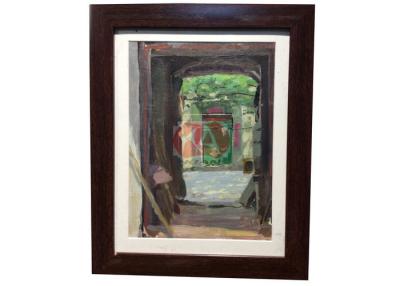China Customized Framed old courtyard handmade oil paintings images on Canvas for sale