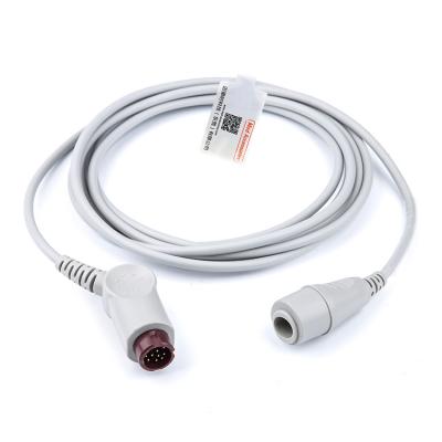 China Practical Soft Blood Pressure Cable , HP To Transducer ED 12 Pin IBP Cable for sale