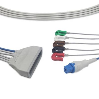 China 8 Pins Dauerhaftes EKG-Patientenkabel, SpO2 Telemetrie EKG-Kabel 5 Blei zu verkaufen