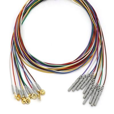 China 10 Lead Other Patient Monitor Accessories EEG Cable Dia 1.5mm With Golden Plated Cup for sale