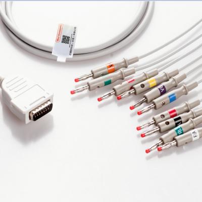 China 10 Leads 12 Leads ECG Cable 15 Pins Cinza Multi Função de Cor à venda