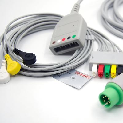 China Split 6Pin 5 Leads ECG Monitor Cable Gray Color Latex Free Multi Function for sale