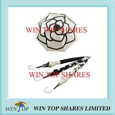 China All Over Panels Imprint Hook J Crystal Handle Umbrella for sale