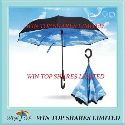 China Blue Sky 2 layers windproof reverse Umbrella from umbrella factory for sale