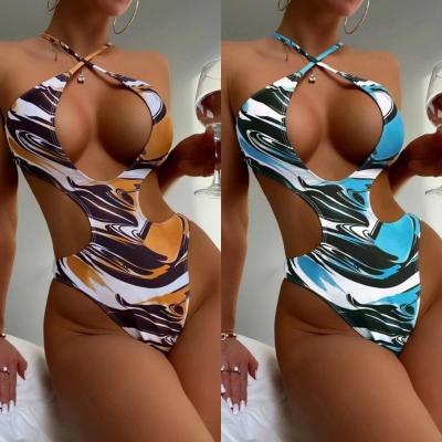 China El bañador de una pieza atractivo del triángulo imprimió el bikini de una pieza para mujer del traje de baño de la playa en venta