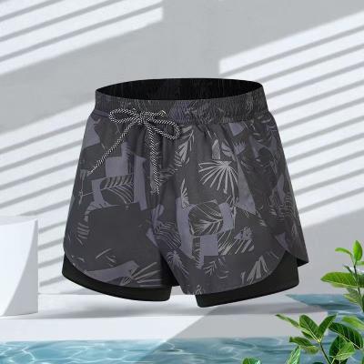 China Double Layer Mens Short Swim Trunks Quick Drying Loose Swimming Trunks hot spring for sale