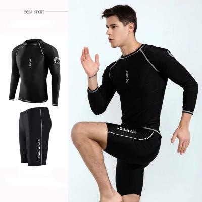 China Long Sleeved Two Piece Swimsuit Men Quick Drying Training Men'S Swimwear 2 Piece for sale