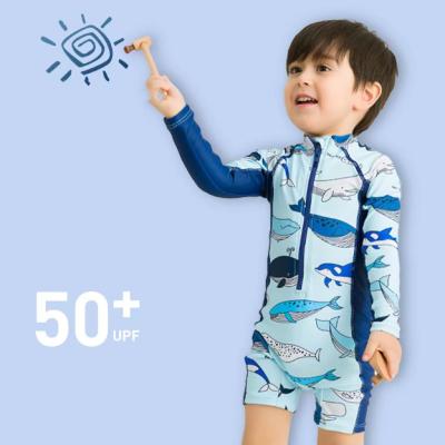 China Splicing One Piece Boy Swimsuit Hot Spring High Elastic Children'S Swimming Suit UPF 50+ for sale