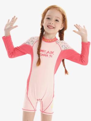 China One Piece Long Sleeve Swimwear Children Kids Bikinis Split Pink Printed Lace Shawl for sale