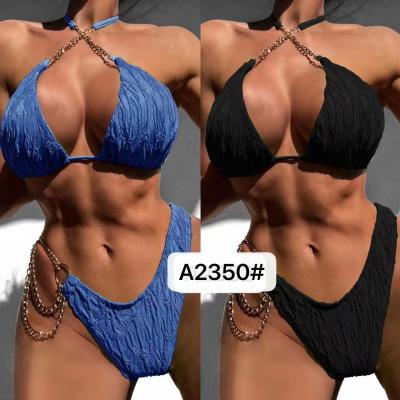 China Summer Bikini Solid Color For Women Beach Vacation Wear Waterproof High Elastic Moisture Permeable Abrasion-Resistant for sale